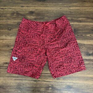 Columbia Men's PFG Offshore II Board Shorts Red Fish-themed Print Size 38W 11L